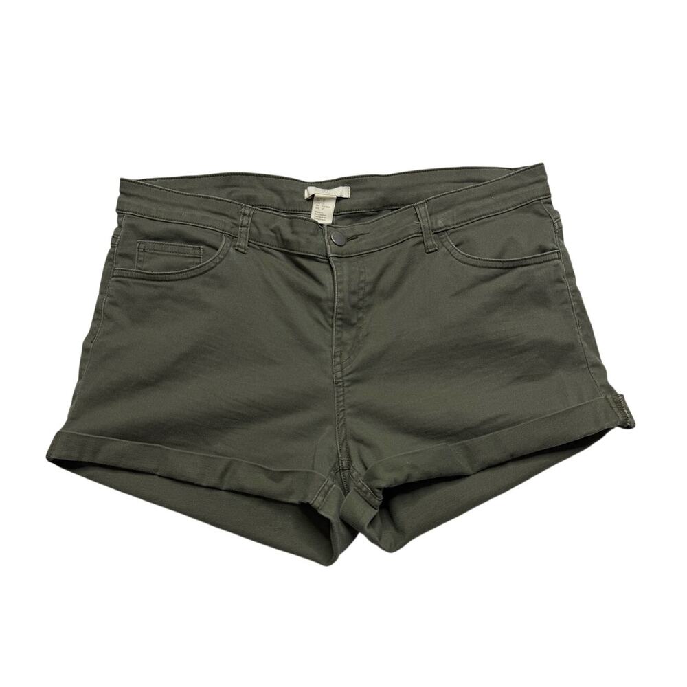 H&M Olive Green Denim Shorts 12 Utility Minimalist Safari